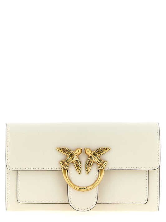 Cardholder Card Case by PINKO for women in silk & calfskin leather white features an dynamic silhouette from the Love Birds Silk & Calfskin Leather Cardholder Card Case collection, highlighting dynamic card-organization for a premium and sophisticated look.