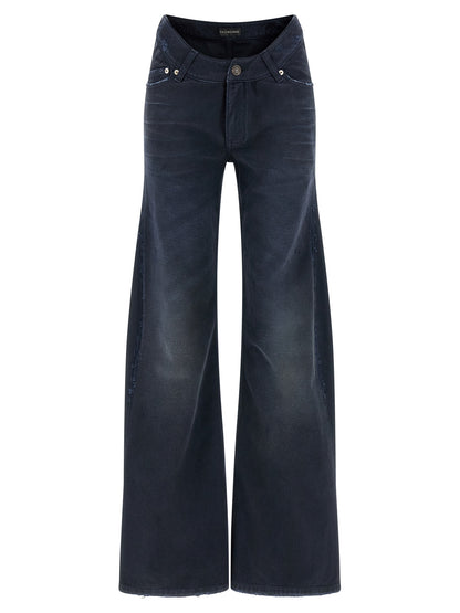 Balenciaga Blue Cotton Flared Jeans
