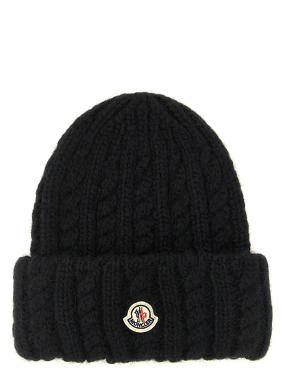 Moncler Black Alpaca Leather Beanie