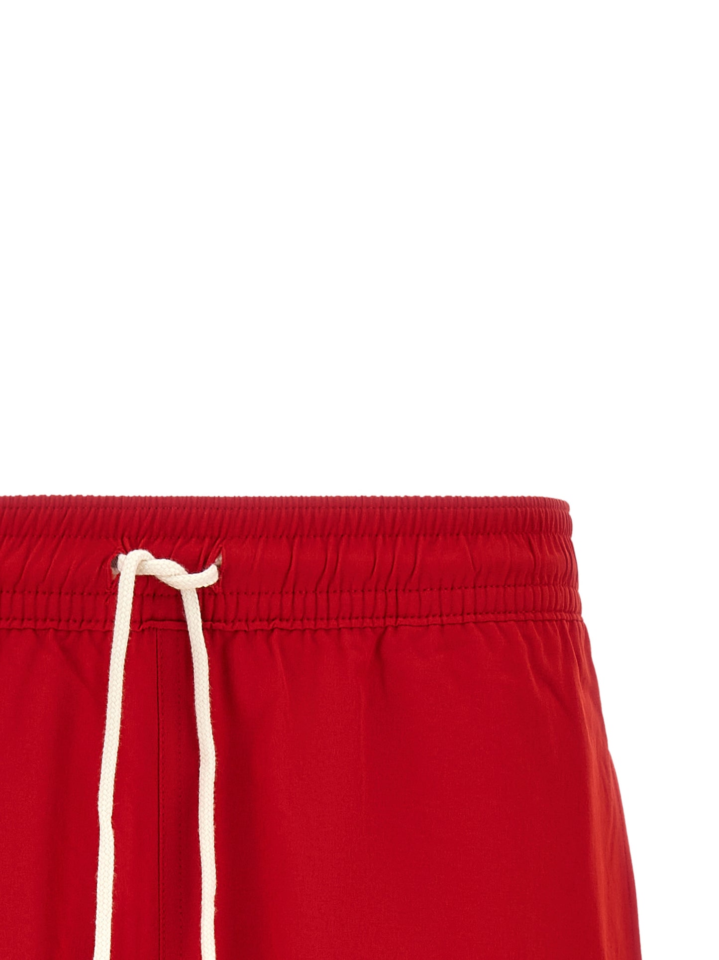Swim Shorts by Polo Ralph Lauren for men in stretch polyester mesh multicolor, navy, red & white features a beach chic silhouette, showcasing the signature style of the Pony Men's Stretch Polyester Mesh Swim Shorts.