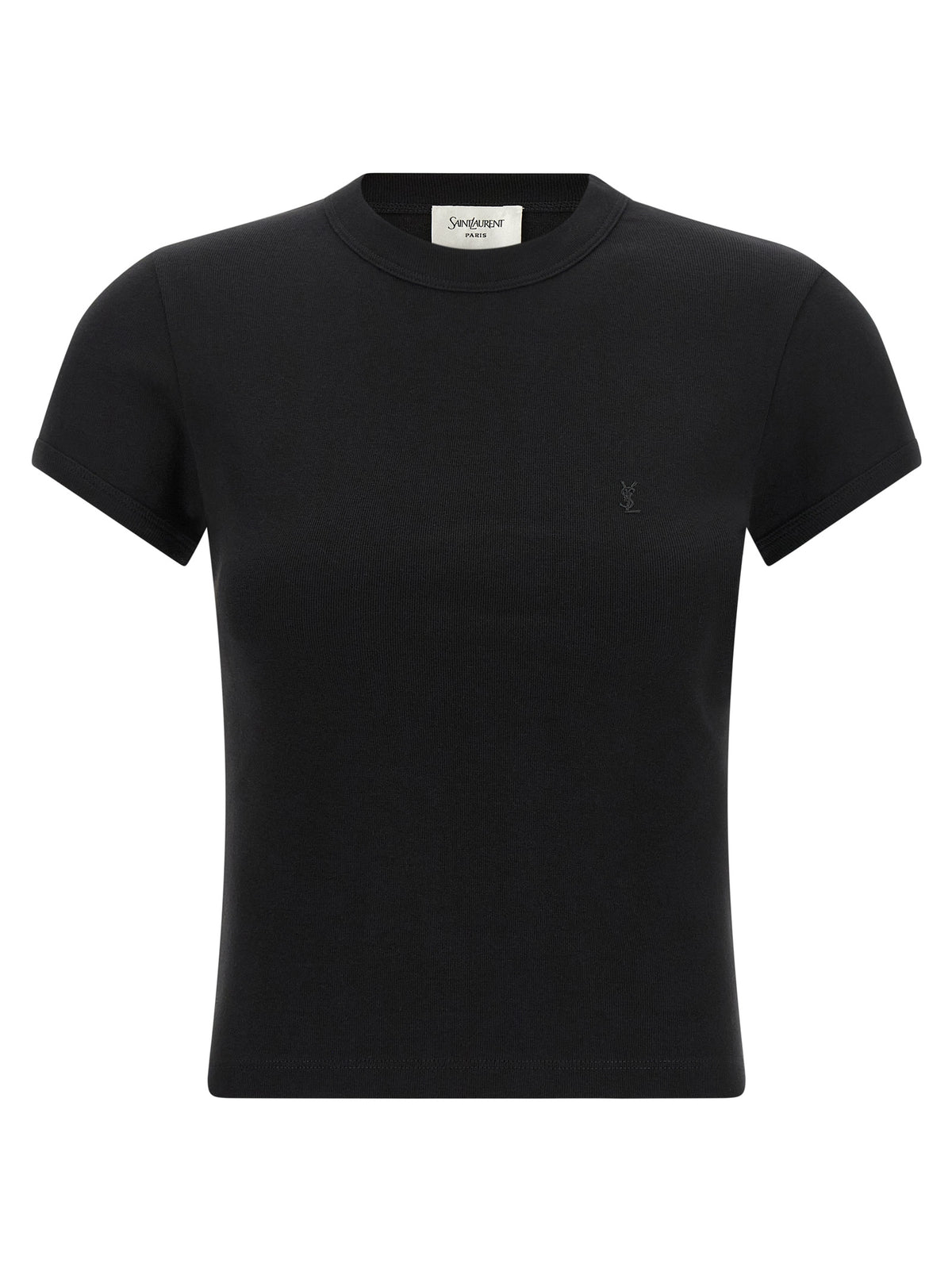Saint Laurent Cassandre Women's Crew Neck Cotton Activewear T-Shirt - Black