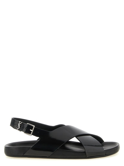 Saint Laurent Black Calfskin Flat Sandals
