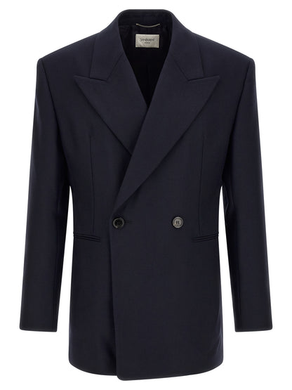 Saint Laurent Blue Wool Blazer
