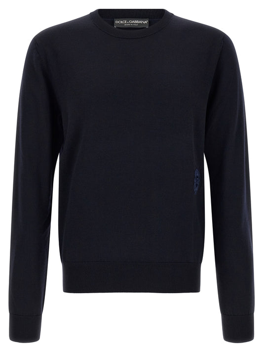 Cardigan by Dolce & Gabbana for men in virgin wool navy features a nuanced silhouette with a refined and nuanced detailing for a sophisticated look.