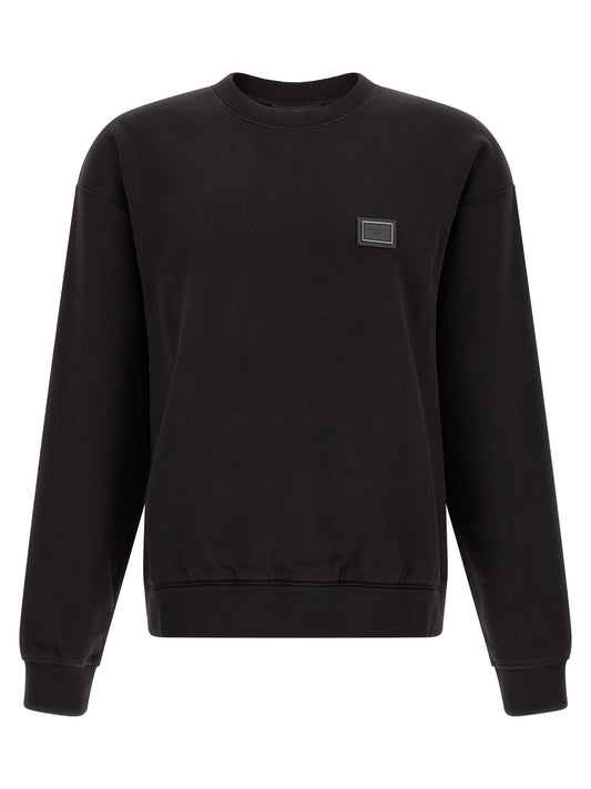 Sweatshirt by Dolce & Gabbana for men in cotton black showcases a slouchy chic silhouette, artfully detailed with a slouchy chic crew neckline and for a slouchy chic finish.