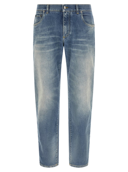 Dolce & Gabbana Blue Cotton Straight-Leg Jeans