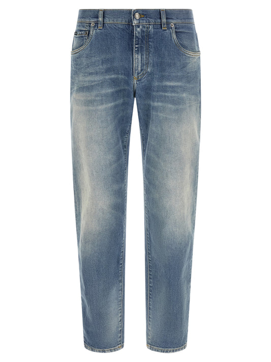 Dolce & Gabbana Blue Cotton Straight-Leg Jeans
