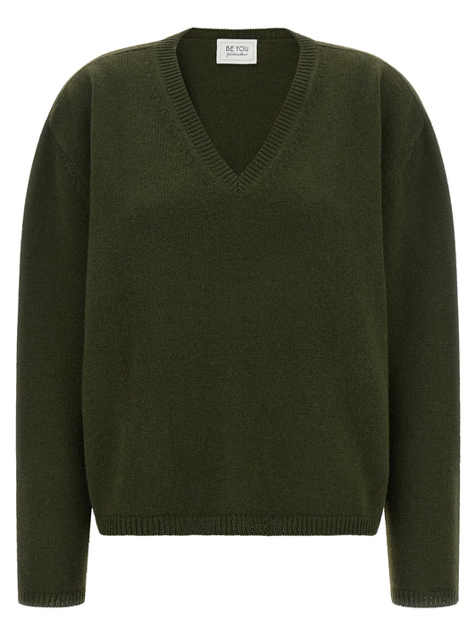 Cardigan by BE YOU for women in cashmere bicolour & green presents a textural silhouette, artfully finished with a textural wrap v-neck neckline and for a sophisticated, textural look.