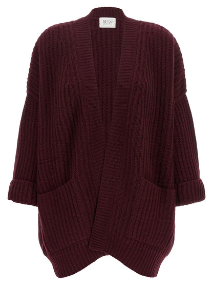 BE YOU Bordeaux Cashmere Cardigan