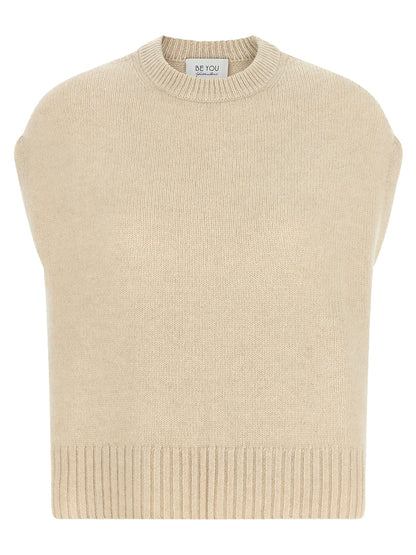 BE YOU Beige Cashmere Sleeveless Jacket