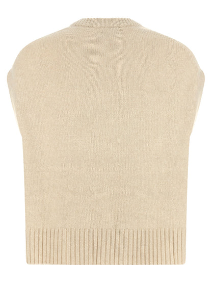 BE YOU Beige Cashmere Sleeveless Jacket