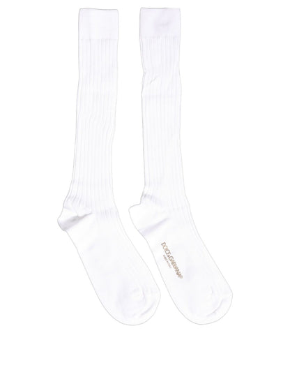 Socks by Dolce & Gabbana for women in nylon cotton & calf leather white presents a perennial silhouette, artfully capturing the refined essence of the perennial Women's Nylon Cotton & Calf Leather Socks design with a perennial finish.