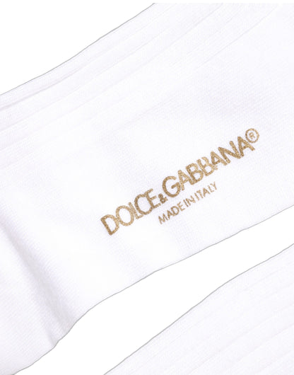 Socks by Dolce & Gabbana for women in nylon cotton & calf leather white features an utilitarian chic finish from the Women's Nylon Cotton & Calf Leather Socks collection, offering an utilitarian chic fit that ensures sophisticated comfort.