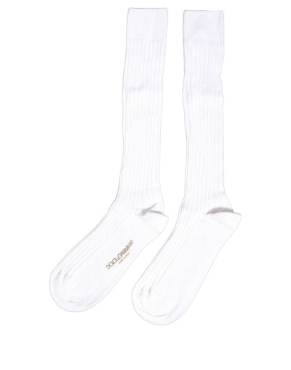 Socks by Dolce & Gabbana for women in nylon cotton & calf leather white features a contemporary knit construction, showcasing the sophisticated design of this Women's Nylon Cotton & Calf Leather Socks with its contemporary finish.