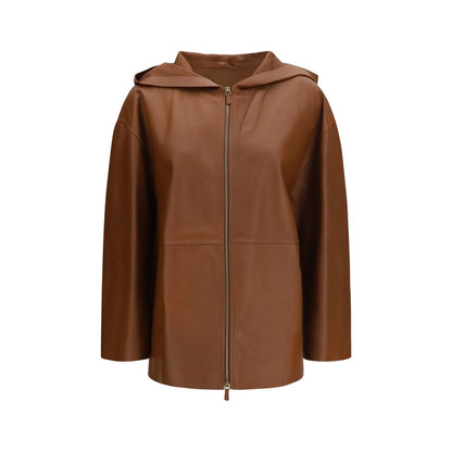 Max Mara Brown Lamb Ovis Aries Leather Jacket