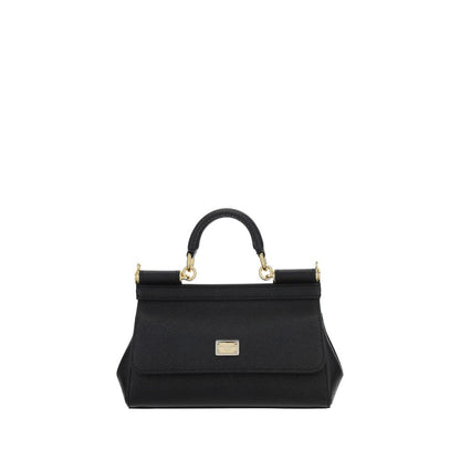 Dolce & Gabbana Black Calf Leather Bos Taurus Handbag