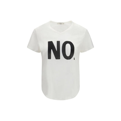Fendi Mirella Women's Regular Fit Short-Sleeve V Neck Organic Cotton T-Shirt - Black White Print