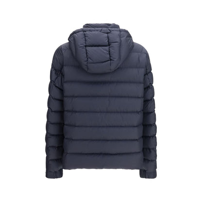 Moncler Men's Lightweight Goose Down Polyester Nylon Leather & Goose-Down Hooded Puffer Jacket - Blue