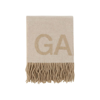 Ganni White Wool Oves Aries Foulard