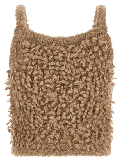 Peserico Beige Wool Sleeveles Sweater