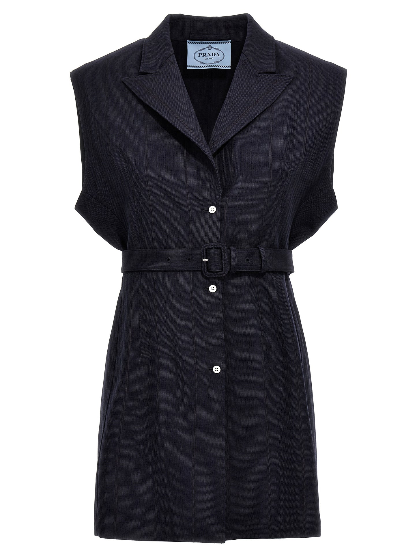Prada Blue Virgin Wool Sleeveless Jacket
