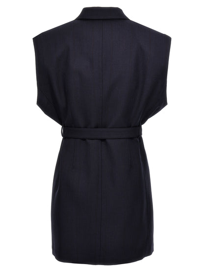Prada Blue Virgin Wool Sleeveless Jacket