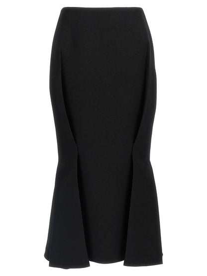 Prada Black Virgin Wool Midi Skirt