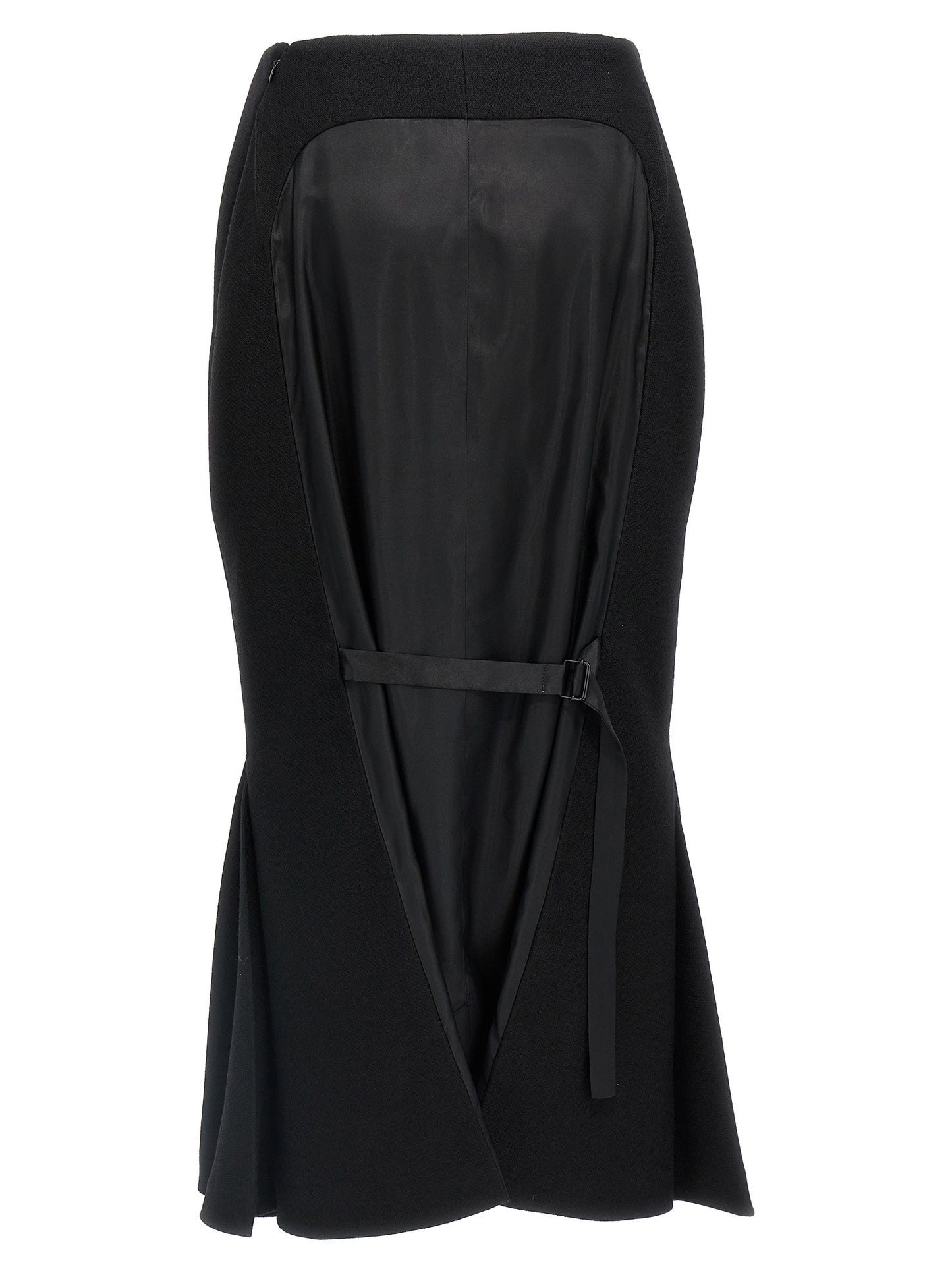 Prada Black Virgin Wool Midi Skirt