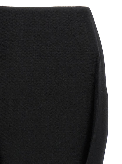 Prada Black Virgin Wool Midi Skirt