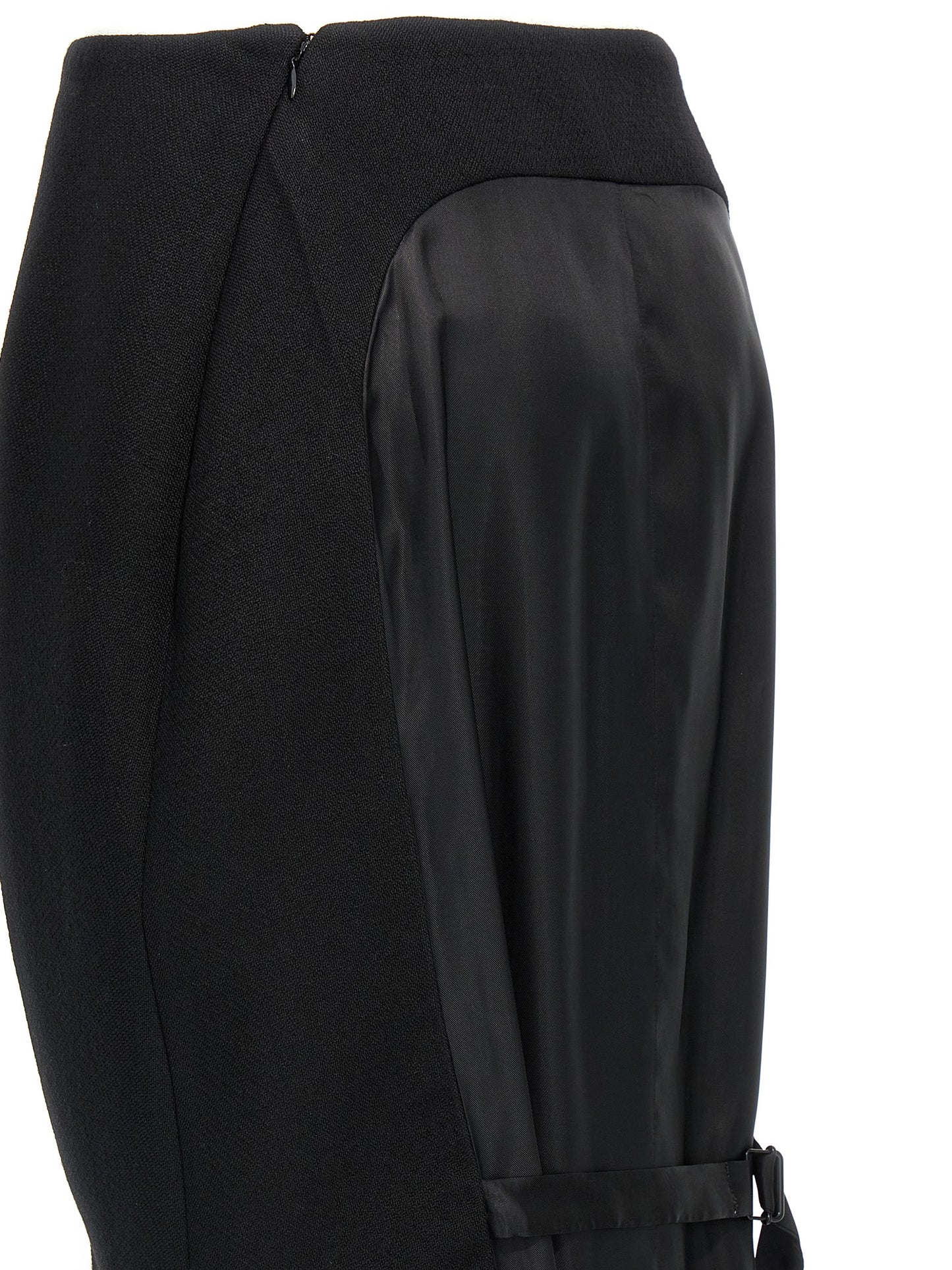 Prada Black Virgin Wool Midi Skirt