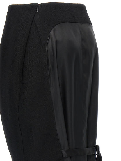 Prada Black Virgin Wool Midi Skirt