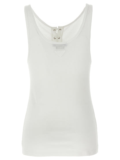 Prada White Cotton Tank Tops
