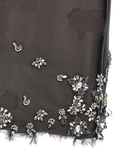 Prada Gray Silk Midi Skirt