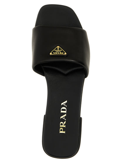Prada Black Lamb Leather Slides