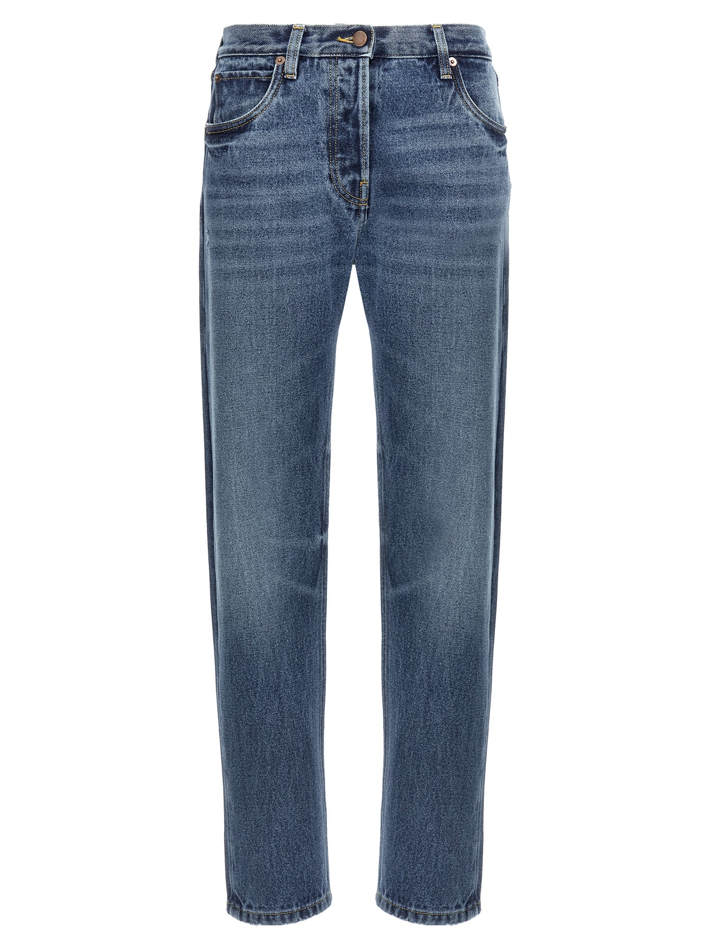 Prada Blue Cotton Straight-Leg Jeans