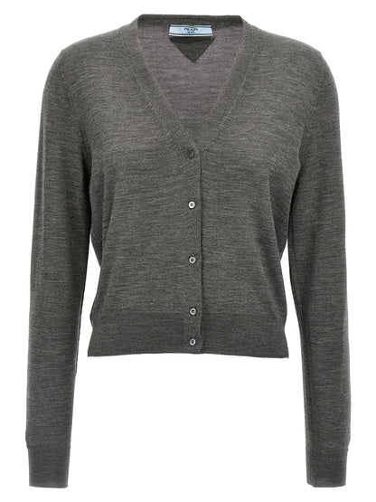 Prada Gray Virgin Wool Cardigan