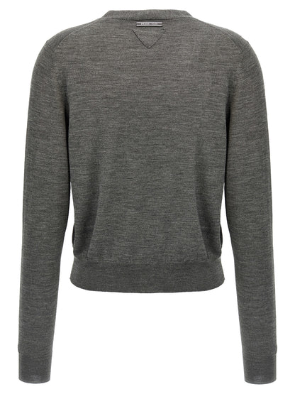 Prada Gray Virgin Wool Cardigan