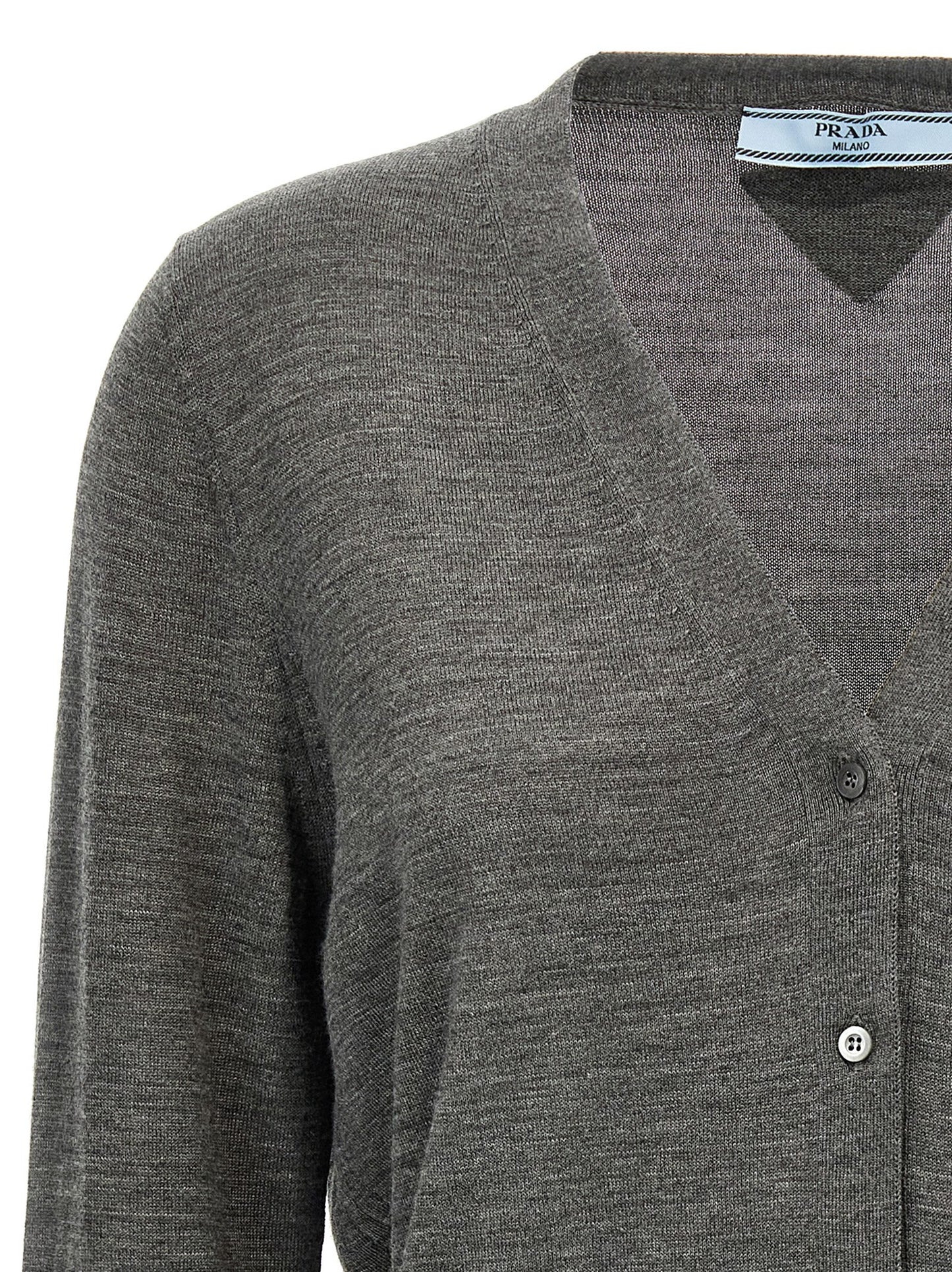 Prada Gray Virgin Wool Cardigan