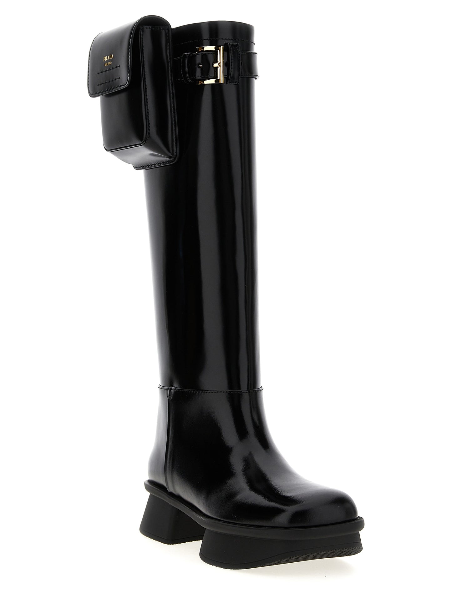 Prada Black Calfskin Over The Knee
