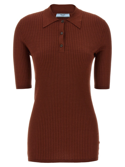 Prada Brown Cotton Polo Shirt
