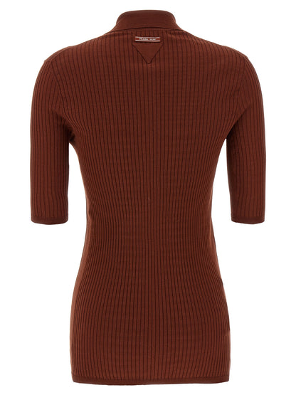 Prada Brown Cotton Polo Shirt