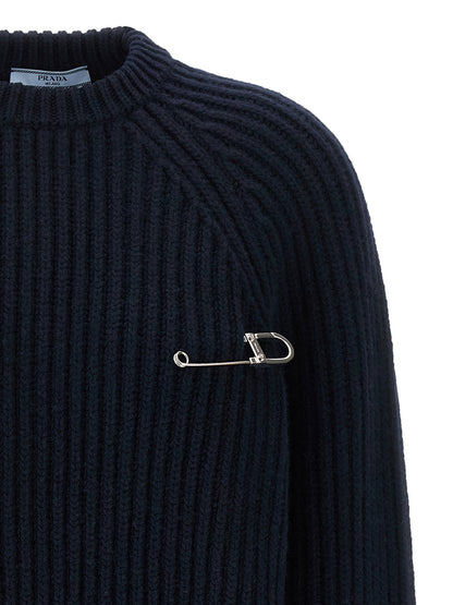 Prada Blue Virgin Wool Cardigan