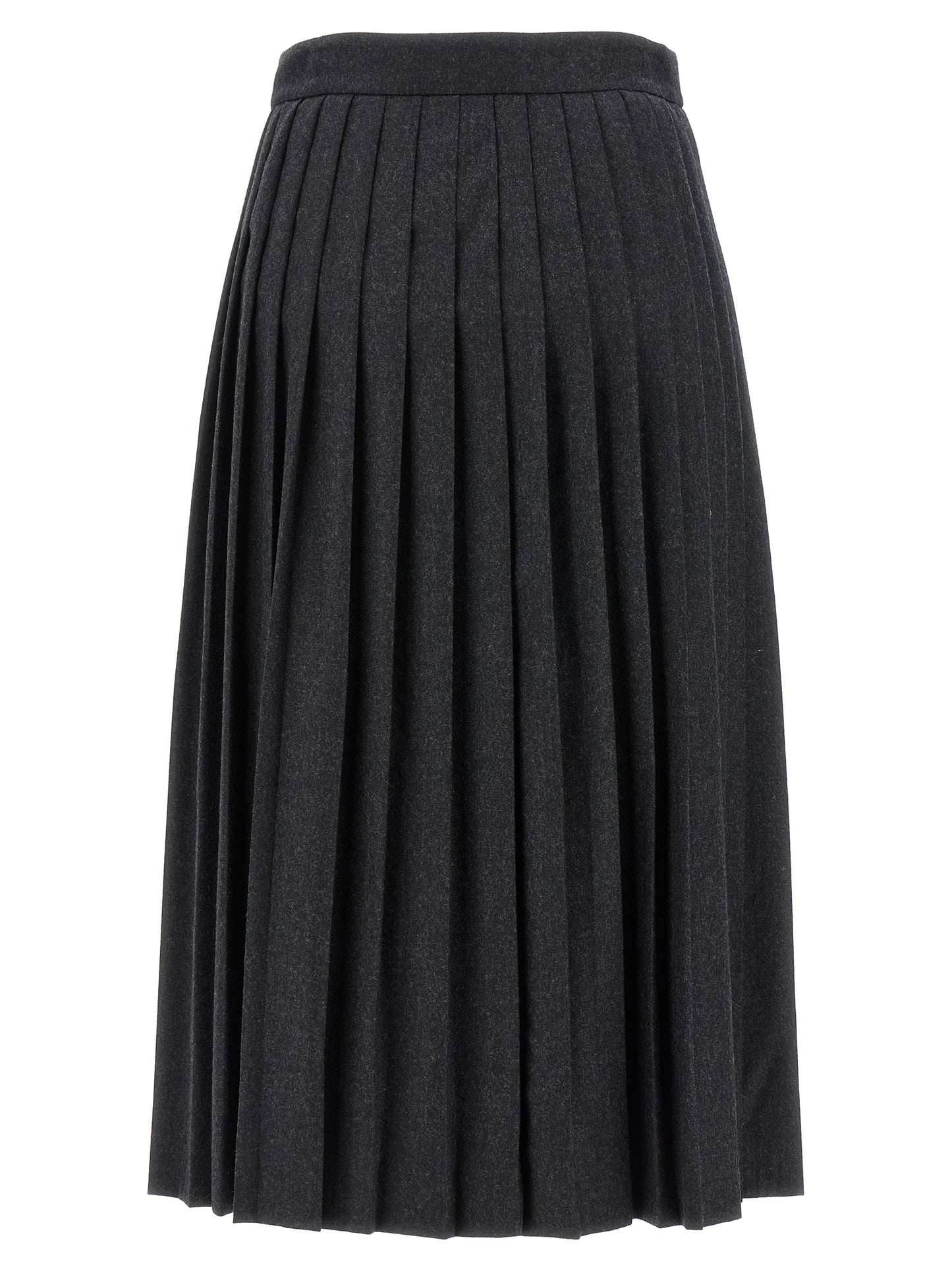 Prada Gray Virgin Wool Midi Skirt