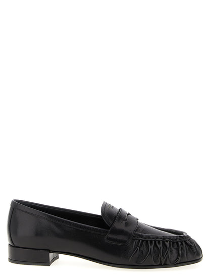 Prada Black Buffalo Leather Slip-On Loafers
