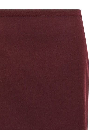 Miu Miu Bordeaux Virgin Wool Midi Skirt
