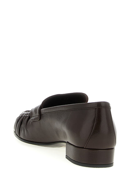 Prada Brown Buffalo Leather Slip-On Loafers