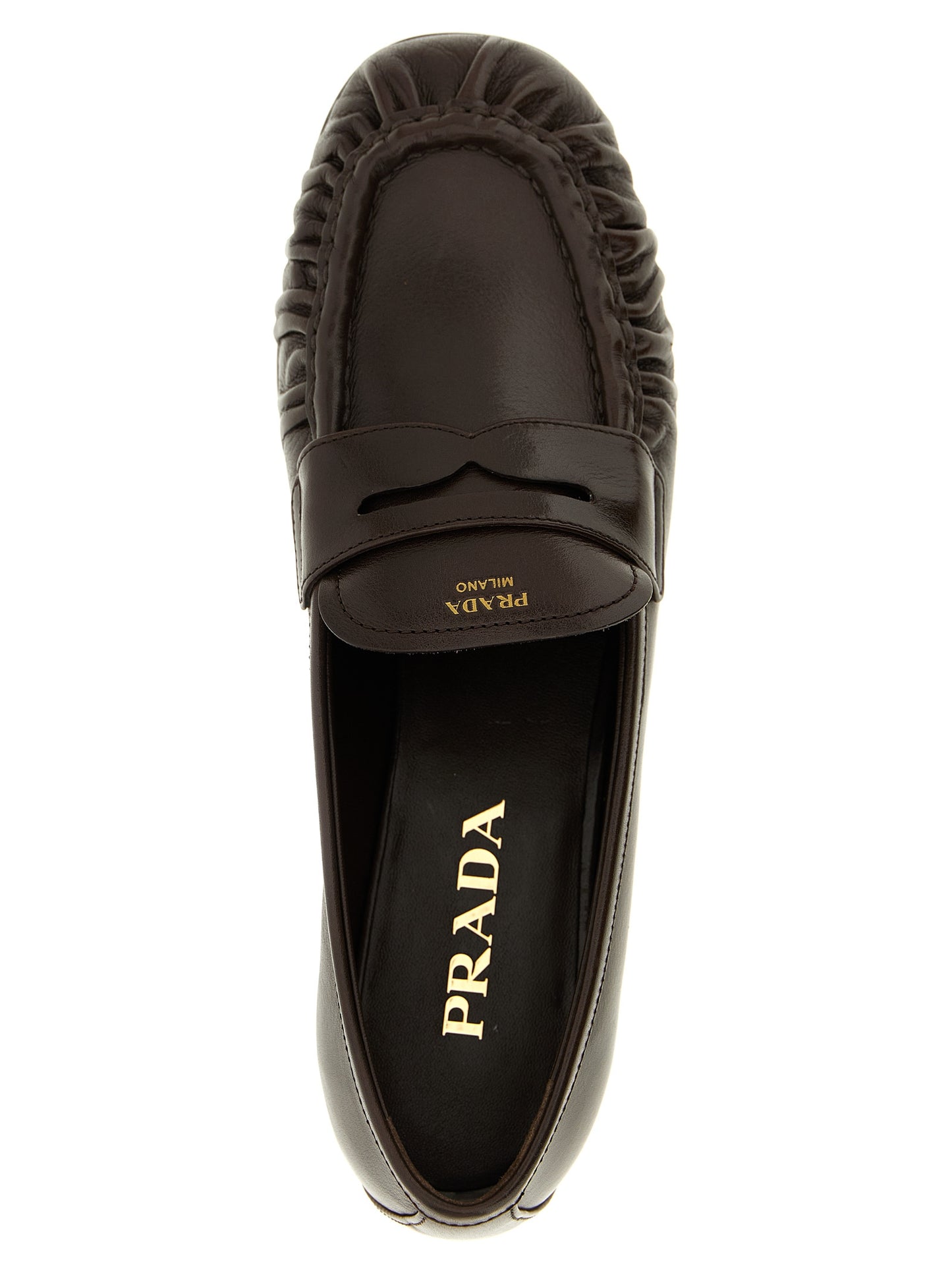 Prada Brown Buffalo Leather Slip-On Loafers