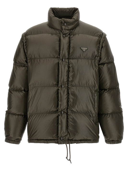 Prada Gray Recycled Polyamide Full-Length Jacket