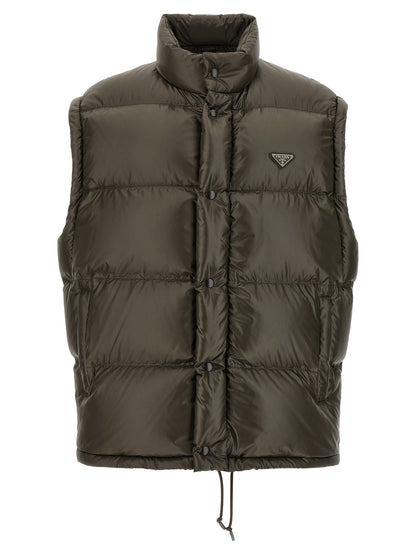 Prada Gray Recycled Polyamide Full-Length Jacket