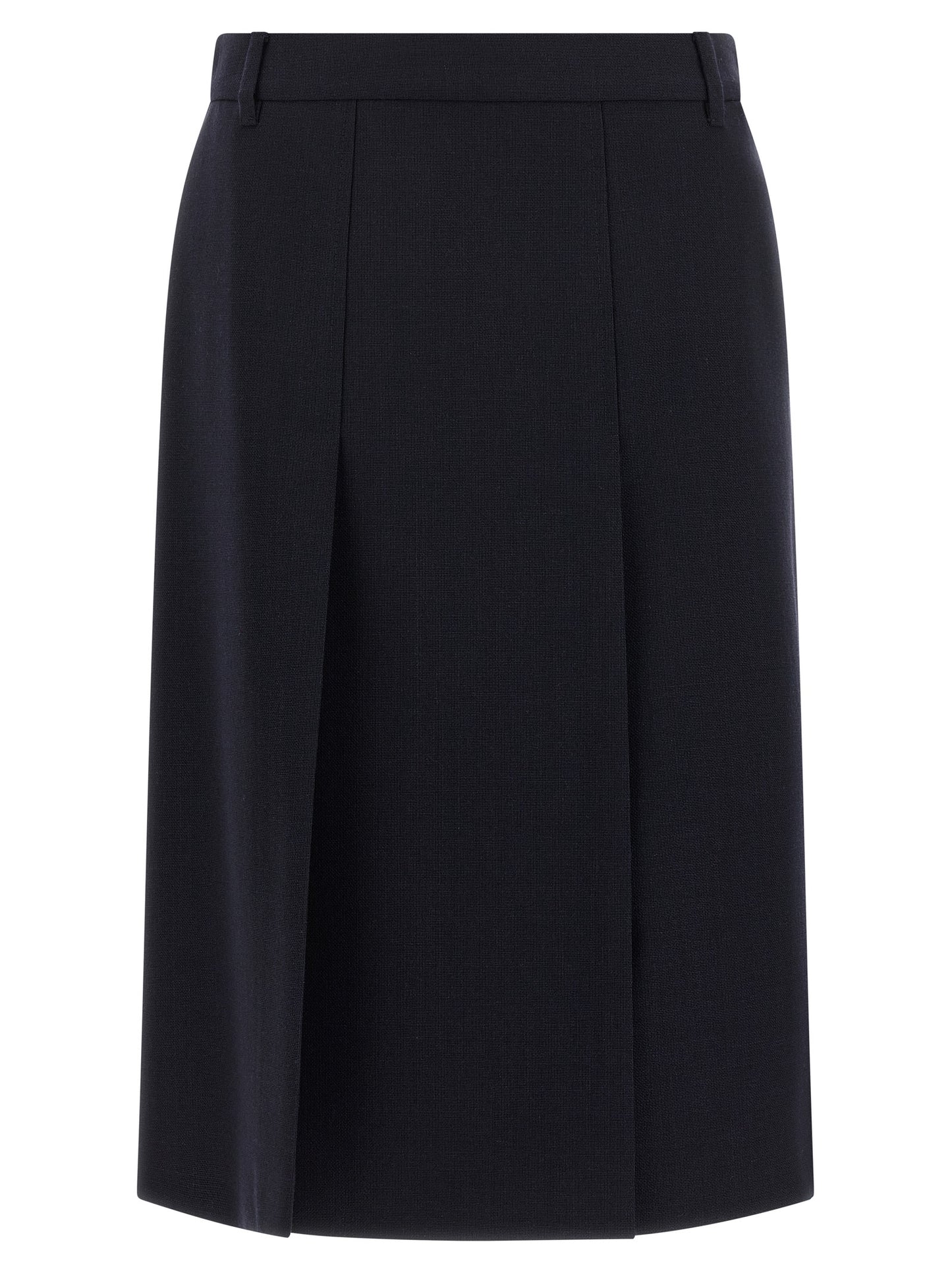 Prada Blue Virgin Wool Midi Skirt